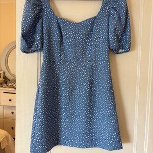 French Connection Blue Puff Sleeve Mini Dress (Size XS) 
